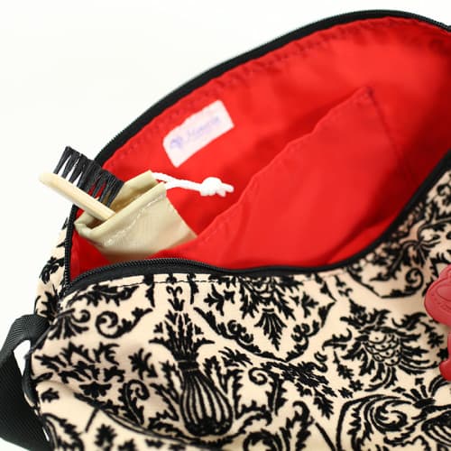 ヒールタイプ シューズドレスバッグ BLACK×BEIGE フロッキー 4