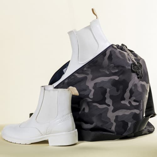 NEW!ウェッジソールタイプ シューズドレスバッグ 迷彩ジャガード(裏地:ブルーグレー) 4